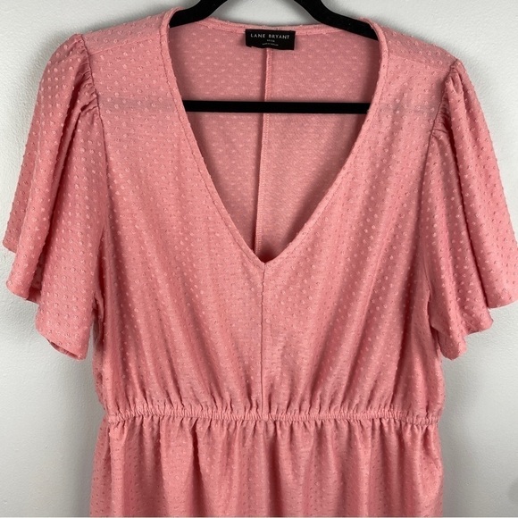 LANE Bryant Peony Swing Flutter-Sleeve Clip Dot Babydoll Top Size 14/16 - Picture 5 of 13